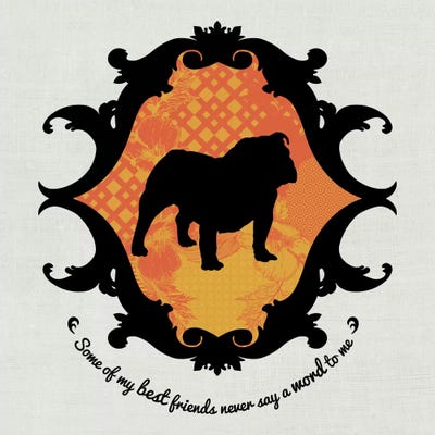 Bulldog (Orange&Black) I by 5by5collective metal wall art