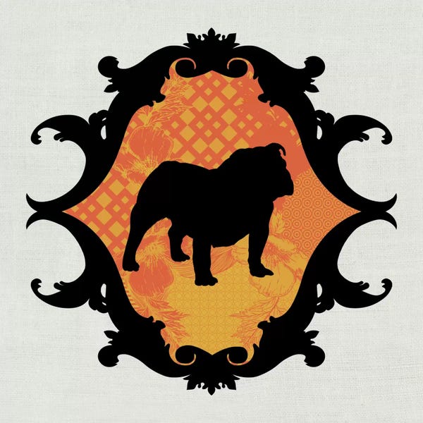 My Pet Silhouette: Bulldog (Orange&Black) II by 5by5collective
