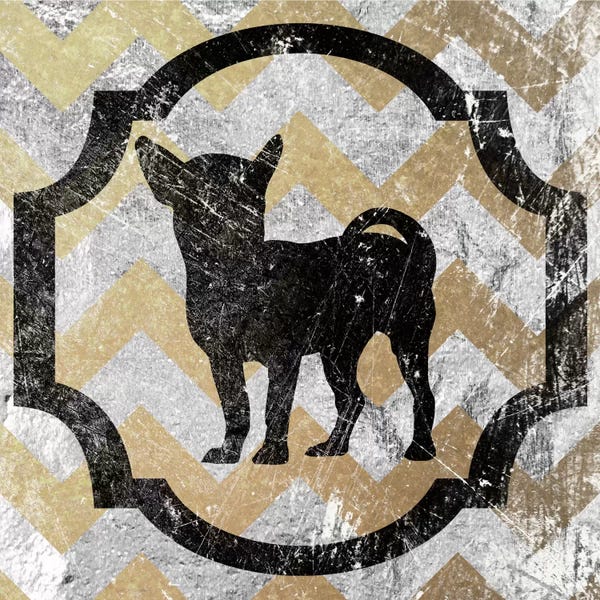 Chevron: Chihuahua (Yellow&Gray) by 5by5collective