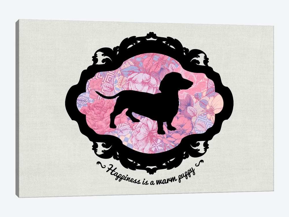Basset Hound (Pink&Black) I by 5by5collective 1-piece Canvas Art Print