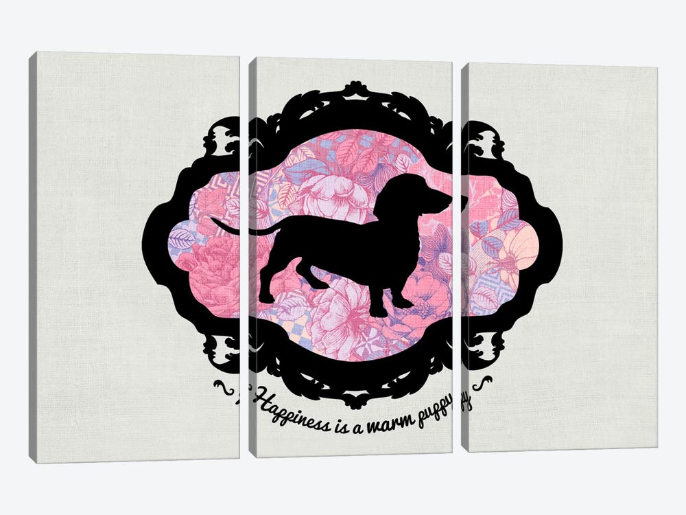 Basset Hound (Pink&Black) I by 5by5collective 3-piece Art Print