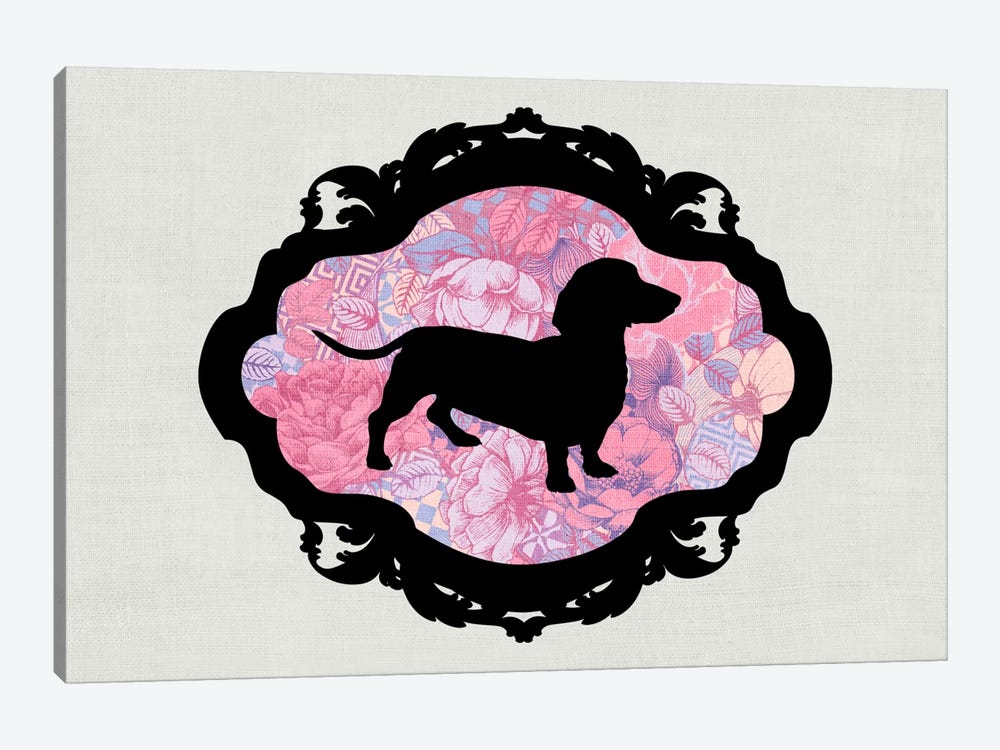Basset Hound (Pink&Black) II by 5by5collective 1-piece Canvas Art Print
