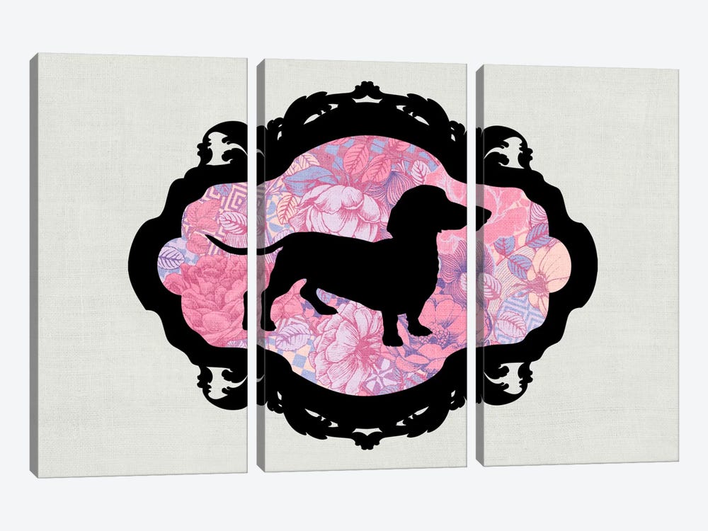 Basset Hound (Pink&Black) II by 5by5collective 3-piece Art Print