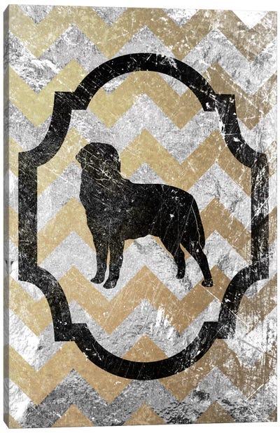 Rottweiler (Gray&Yellow) Canvas Art Print - Chevron Patterns
