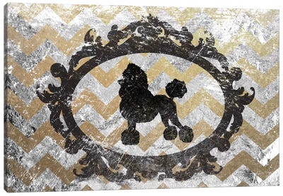 Poodle (Gray&Yellow) Canvas Art Print - Chevron Patterns