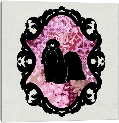 Shih Tzu (Pink&Black) III Canvas Art Print - My Pet Silhouette