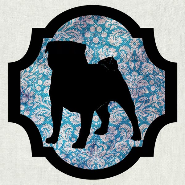 My Pet Silhouette: Pug (Black&Blue) II by 5by5collective