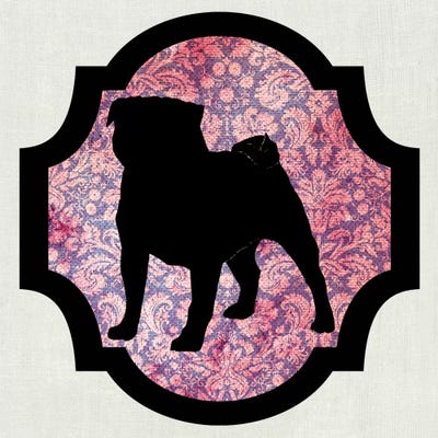 Pug (Pink&Black) I by 5by5collective metal wall art