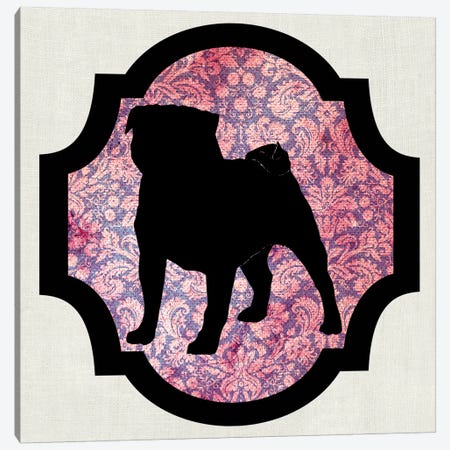 Pug (Pink&Black) I Canvas Print #OSP91} by 5by5collective Canvas Wall Art