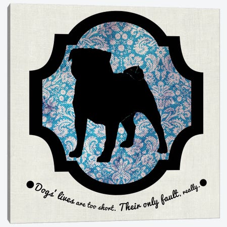 Pug (Black&Blue) II Canvas Print #OSP92} by 5by5collective Canvas Wall Art