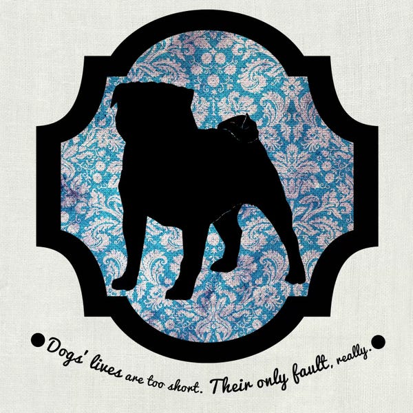 My Pet Silhouette: Pug (Black&Blue) II by 5by5collective