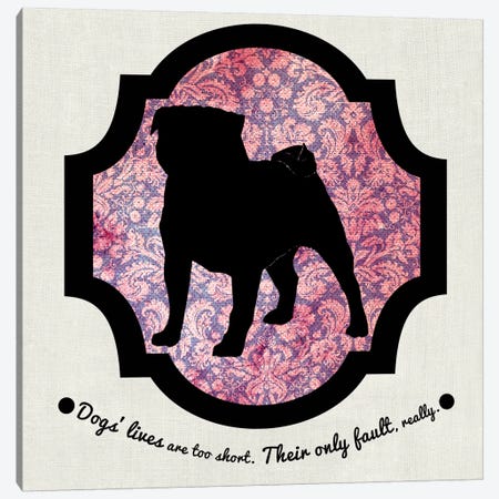 Pug (Pink&Black) II Canvas Print #OSP93} by 5by5collective Canvas Art