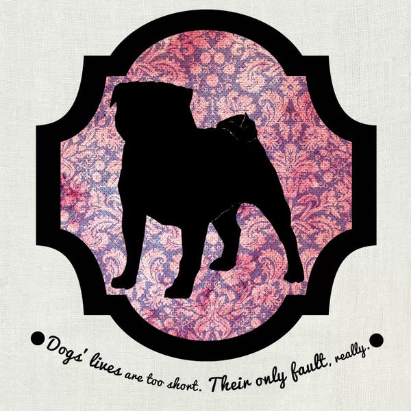 My Pet Silhouette: Pug (Pink&Black) II by 5by5collective