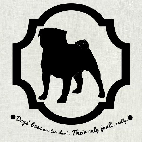 My Pet Silhouette: Pug (Black&White) by 5by5collective