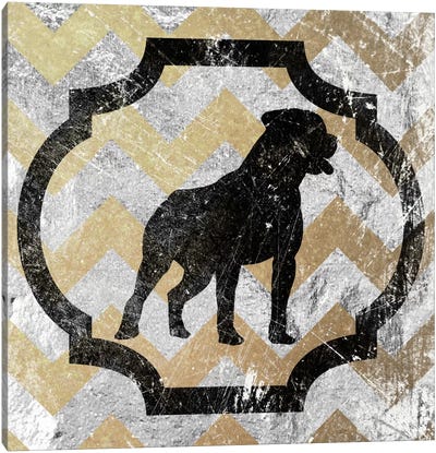 Staffordshire Bull Terrier (Yellow&Gray) Canvas Art Print - Chevron Patterns