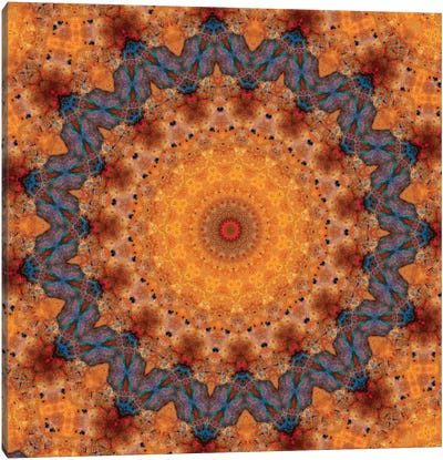 Sabi Mandala Canvas Art Print - Sargrasso Sea, Quetzal Green & Russet Orange