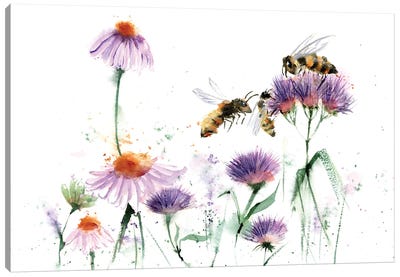 Flying Bees Canvas Art Print - Bee Art