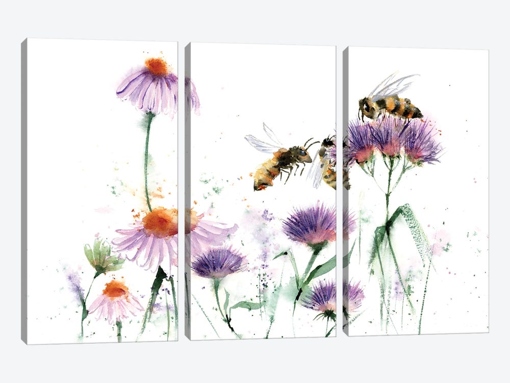 Flying Bees by Olga Tchefranov 3-piece Canvas Wall Art