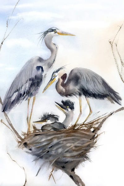 Animal Lover: Heron's Family I by Olga Tchefranov