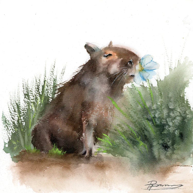 Capybara's Blue Flower by Olga Tchefranov wall art