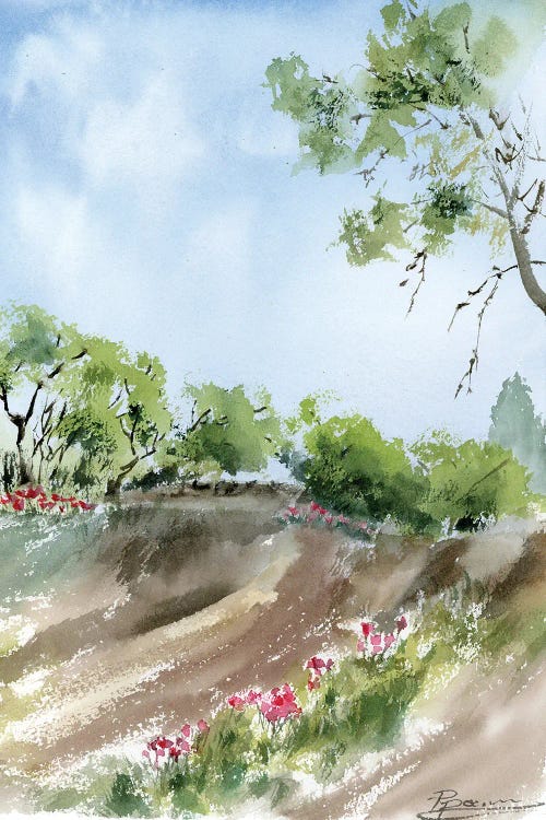 Spring Poppies Landscape by Olga Tchefranov wall art
