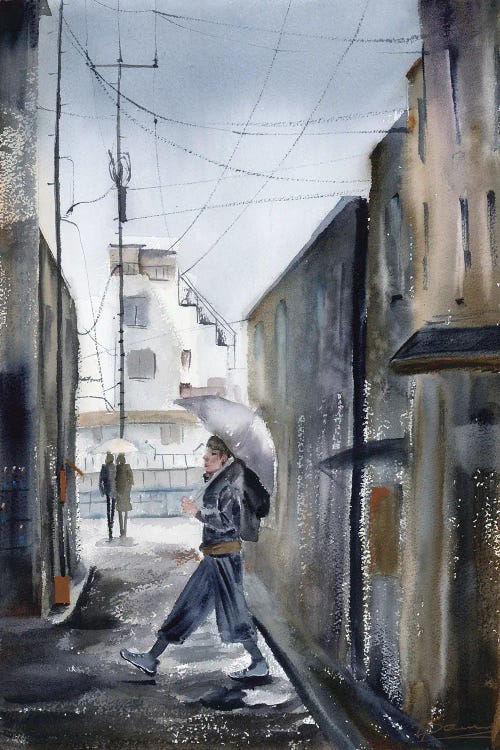 Olga Tchefranov: Rainy Alley Stroll by Olga Tchefranov