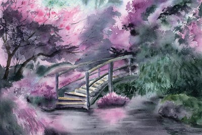 Tan Art - Canvas Prints: Blossom Bridge by Olga Tchefranov