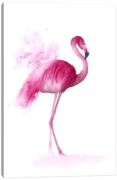 4 Flamingos III Canvas Art Print - Olga Tchefranov