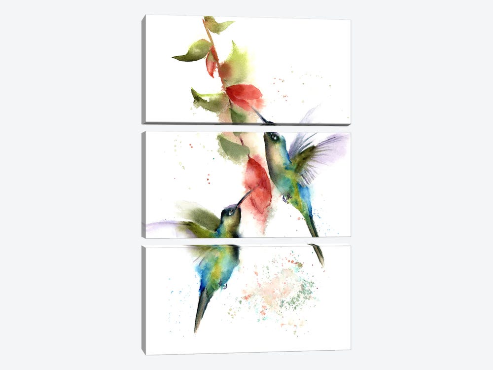 Hummingbirds by Olga Tchefranov 3-piece Canvas Art Print