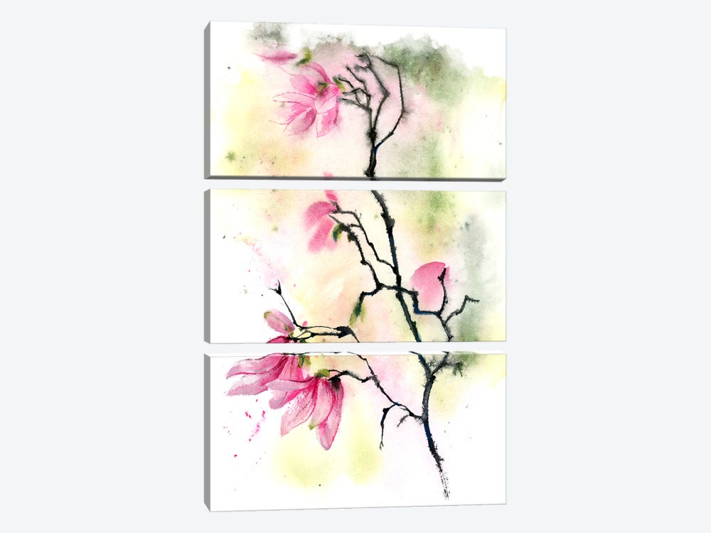 Magnolias II by Olga Tchefranov 3-piece Canvas Art Print