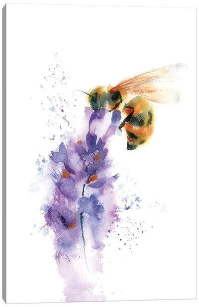 Bee On The Lilac Canvas Art Print - Lilac Art