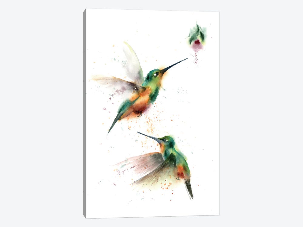 Two Flying Hummingbirds by Olga Tchefranov 1-piece Canvas Art