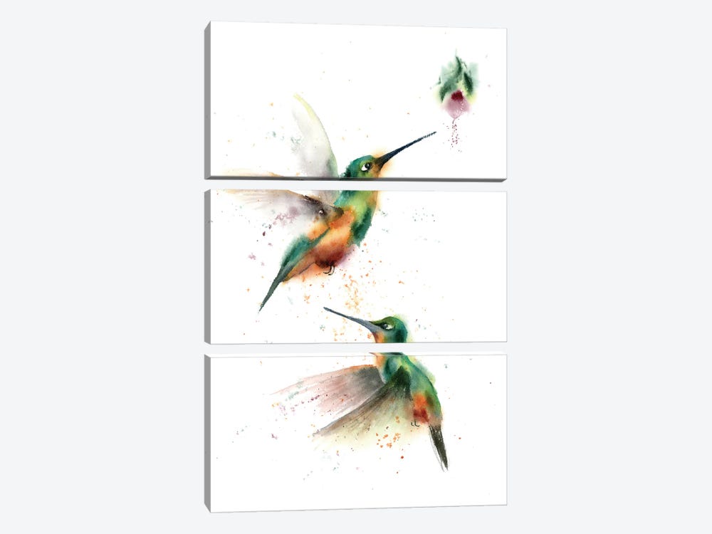 Two Flying Hummingbirds by Olga Tchefranov 3-piece Canvas Art