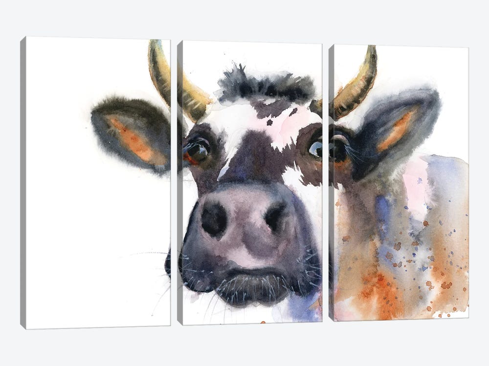 Cow by Olga Tchefranov 3-piece Canvas Art Print