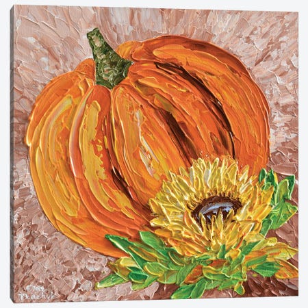 Pumpkin And Sunflower Canvas Print #OTK100} by Olga Tkachyk Canvas Wall Art