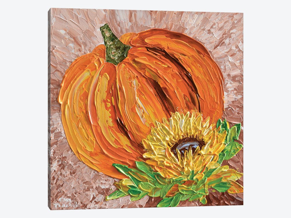 Pumpkin And Sunflower by Olga Tkachyk 1-piece Art Print