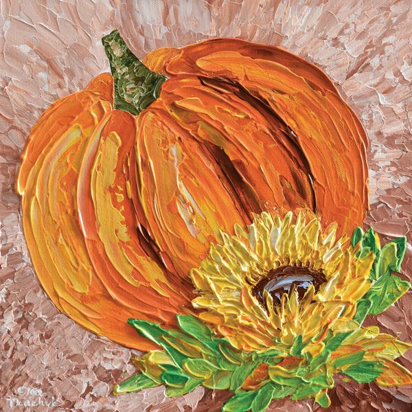 Pumpkins: Pumpkin And Sunflower by Olga Tkachyk