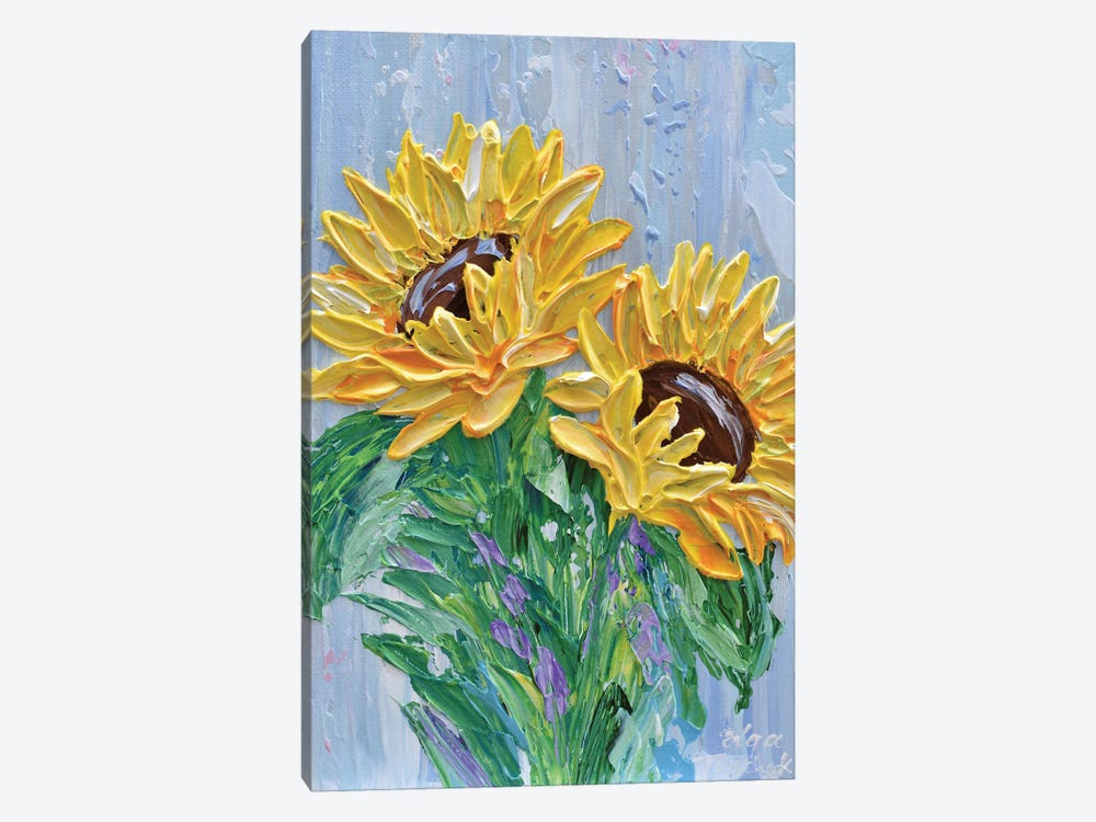 Sunflowers On Blue by Olga Tkachyk 1-piece Canvas Print