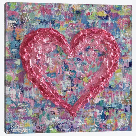 Pink Heart Canvas Print #OTK105} by Olga Tkachyk Canvas Print