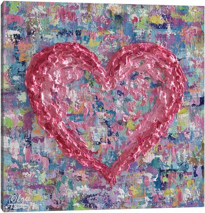 Pink Heart Canvas Art Print - Olga Tkachyk