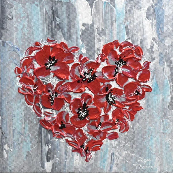 Olga Tkachyk: Red Floral Heart by Olga Tkachyk