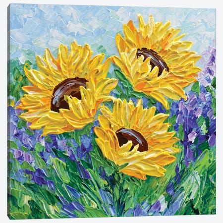 Sunflowers And Lavender Canvas Print #OTK125} by Olga Tkachyk Canvas Print
