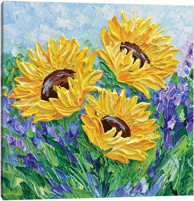 Sunflowers And Lavender Canvas Art Print - Olga Tkachyk