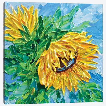 Sunflower Canvas Print #OTK126} by Olga Tkachyk Art Print