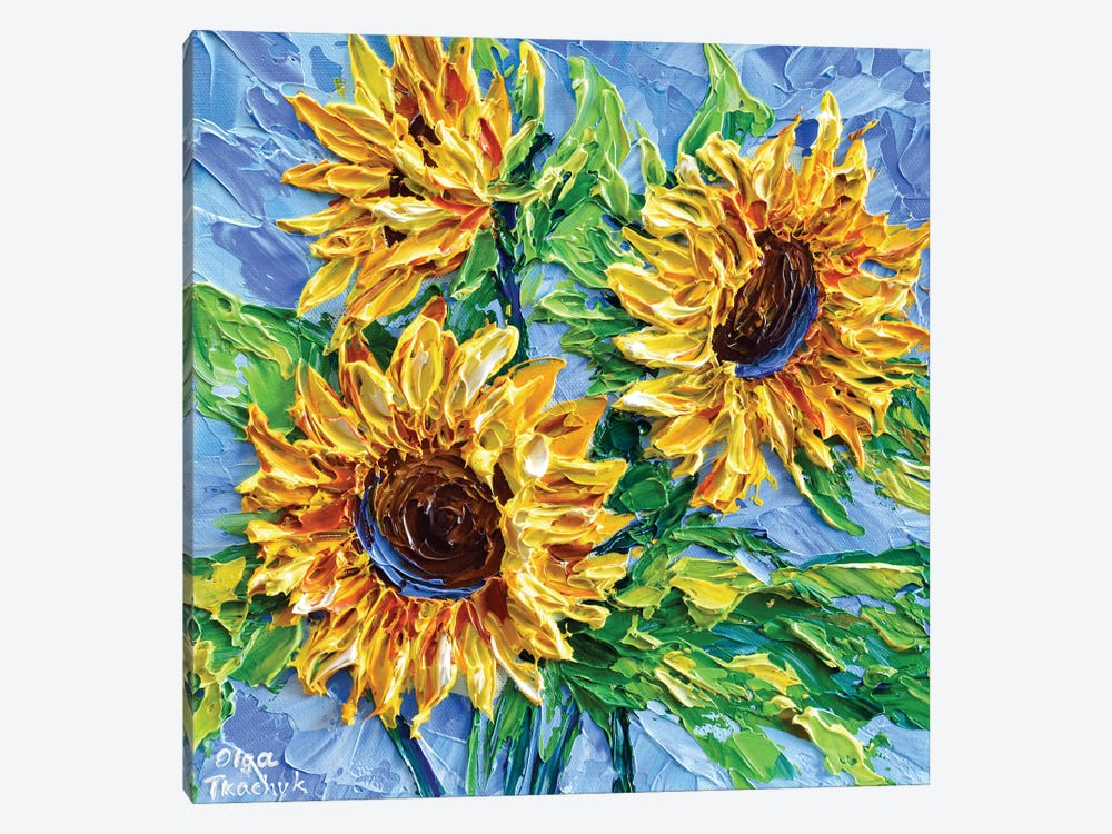 Sunflowers On Blue II by Olga Tkachyk 1-piece Canvas Print