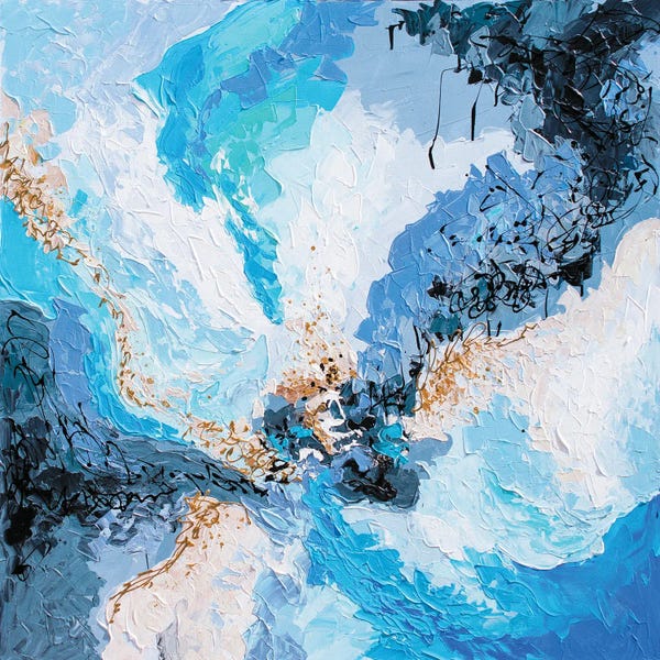 Olga Tkachyk: Blue, Grey And Gold Synergy I by Olga Tkachyk