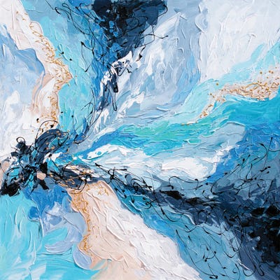 Blue, Grey And Gold Synergy II by Olga Tkachyk framed canvas print