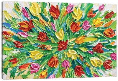 Colorful Tulips Canvas Art Print - Tulip Art