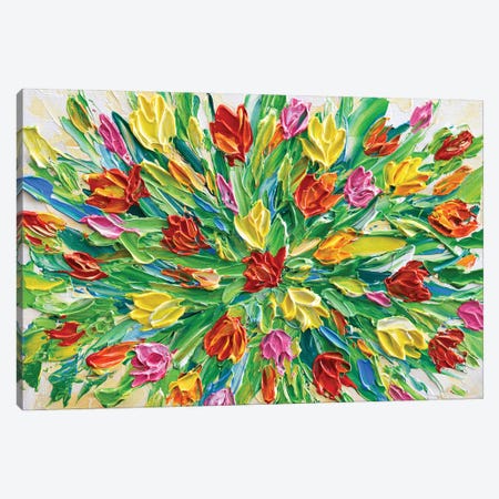 Colorful Tulips Canvas Print #OTK130} by Olga Tkachyk Art Print