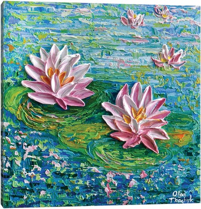 Water Lilies At The Park Canvas Art Print - Olga Tkachyk